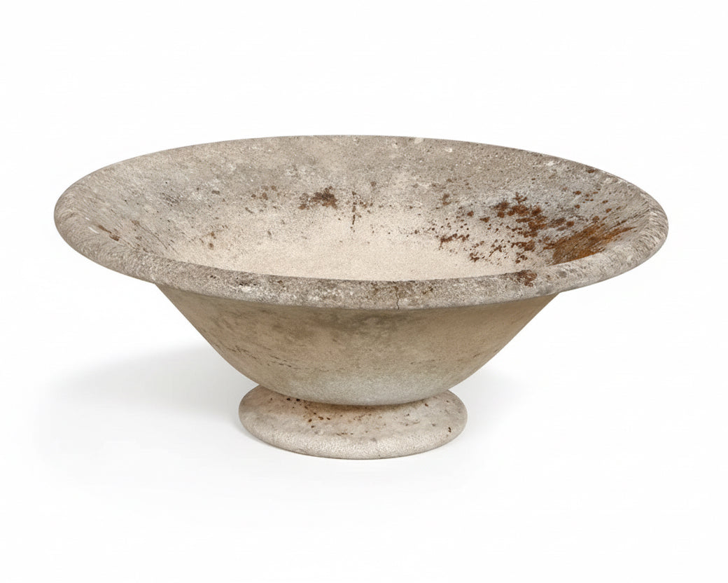 Large Round Cast Stone Star Planter, Grandon Frès 1960s