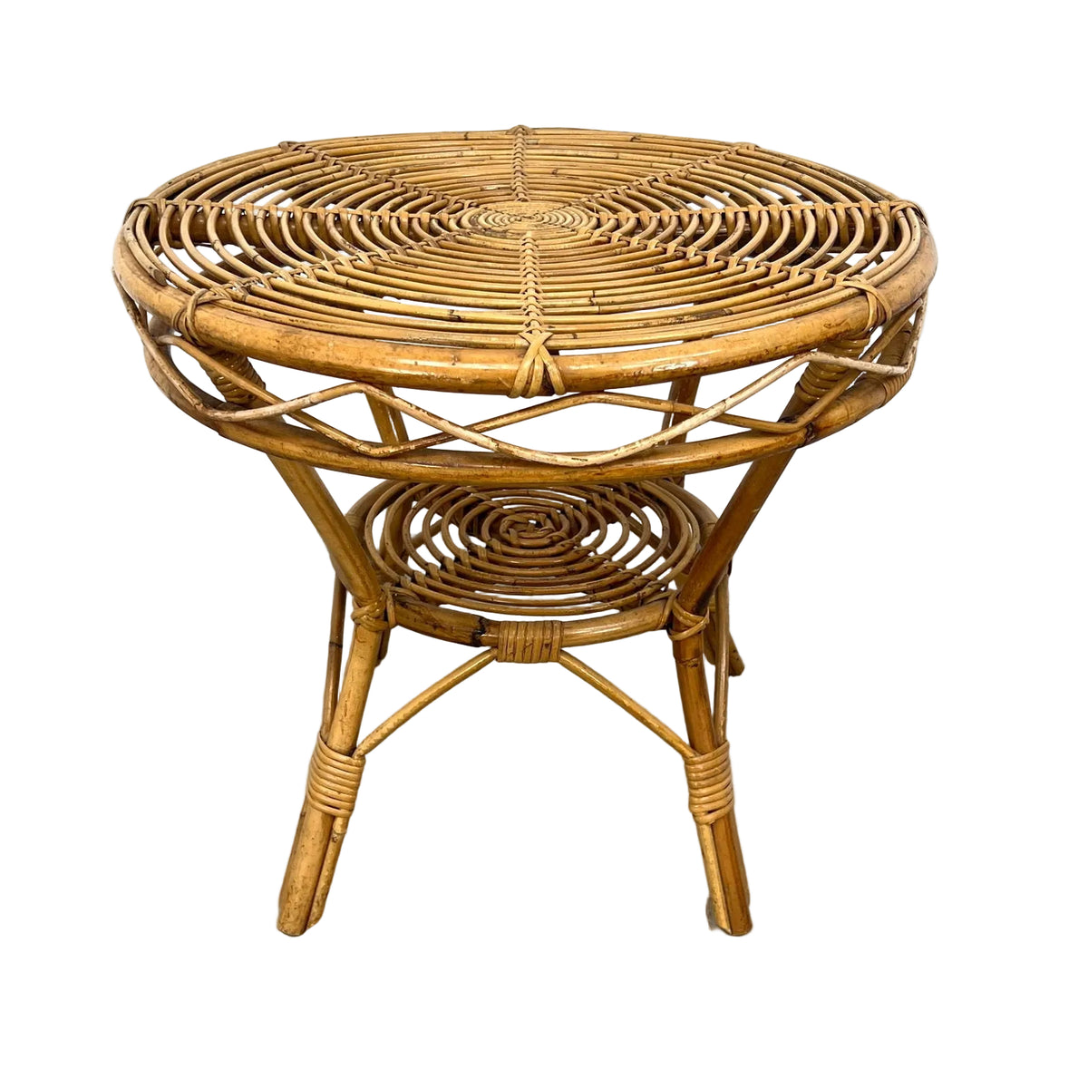 Mid-Century Wicker Side Table