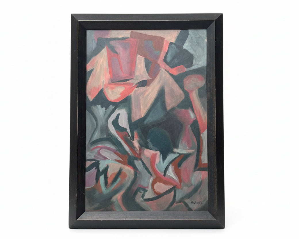 1953 Leonard Nelson Modernist Abstract Oil on Canvas