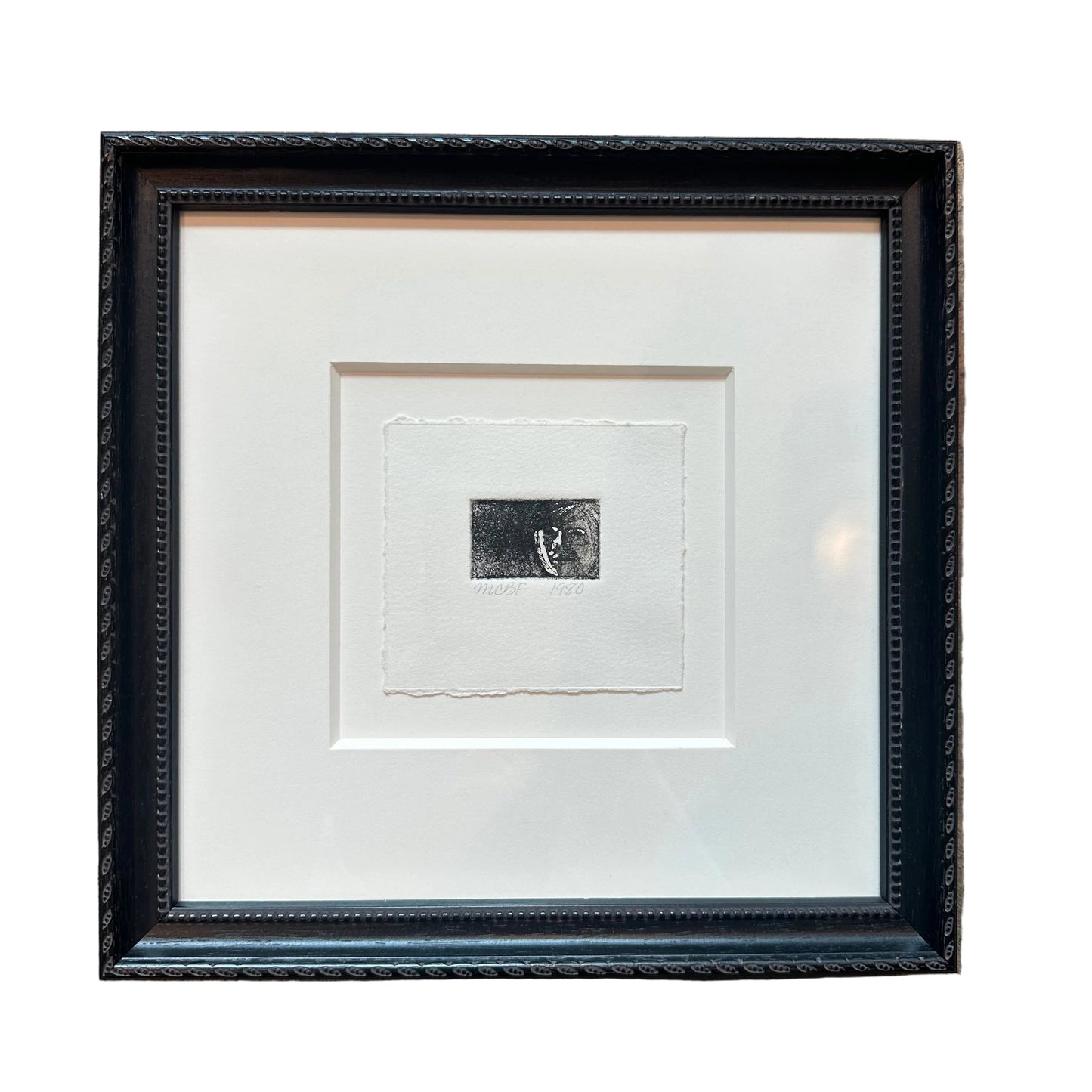 Petite Black & White Portrait in Carved Frame