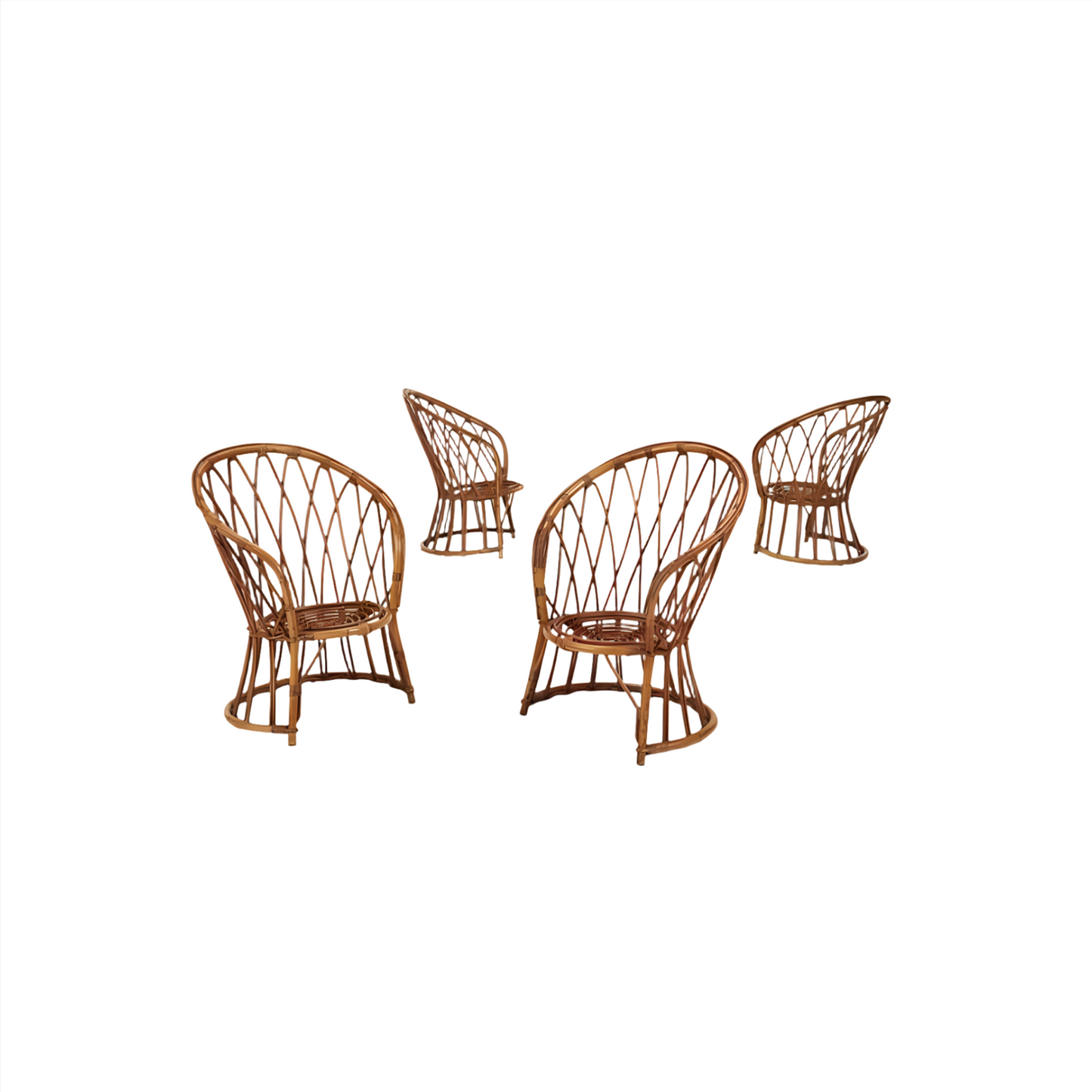 French Curved Garden Chairs - Set of 4