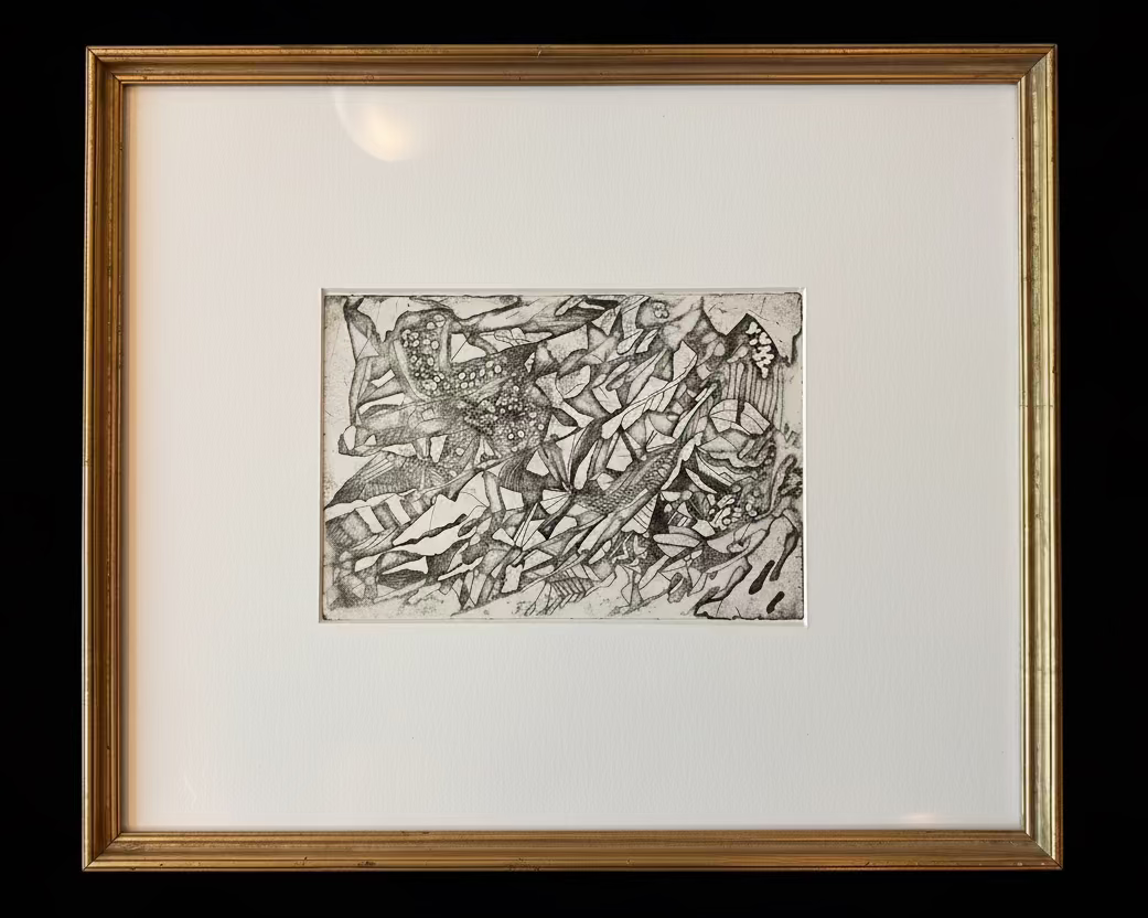 Mae Alice Engron “Flight" Abstract Etching