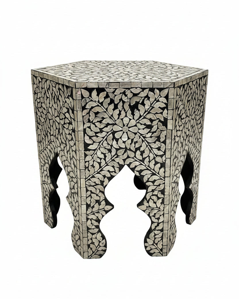 Decorative Mother of Pearl Inlay Side-Table