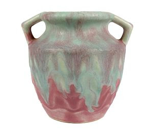 Muncie Style Vase, Celadon & Pink Glaze