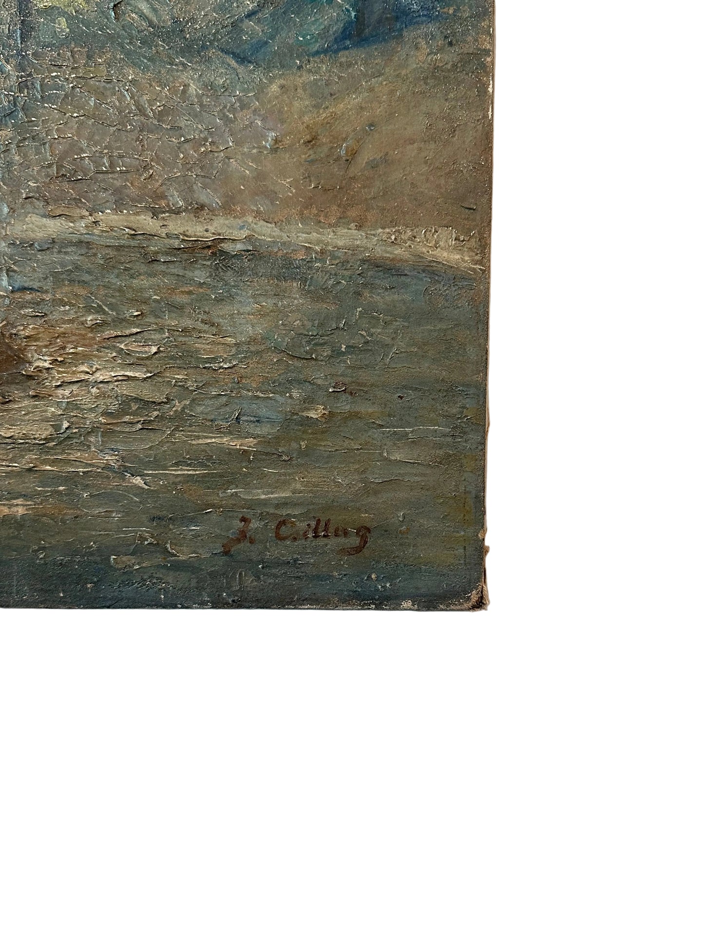 Angel of the Waters, Early-Mid Centruy Oil on Canvas, signed J. Csillag