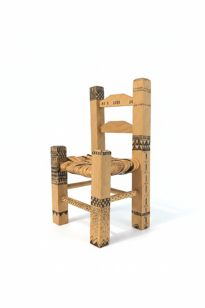 Folk-Art Style Wooden Hand Carved Chair