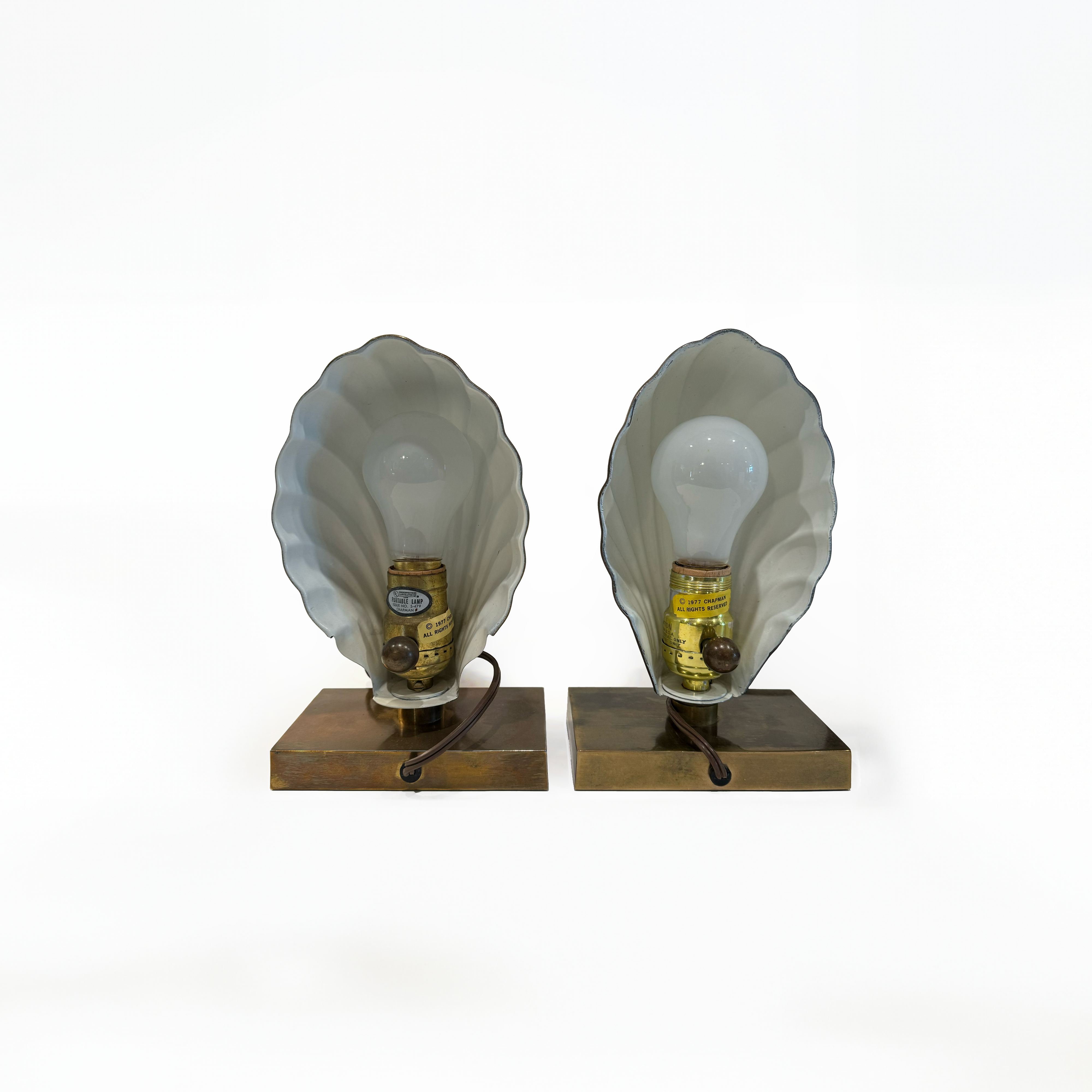 Brass Shell Table Lamps - Pair