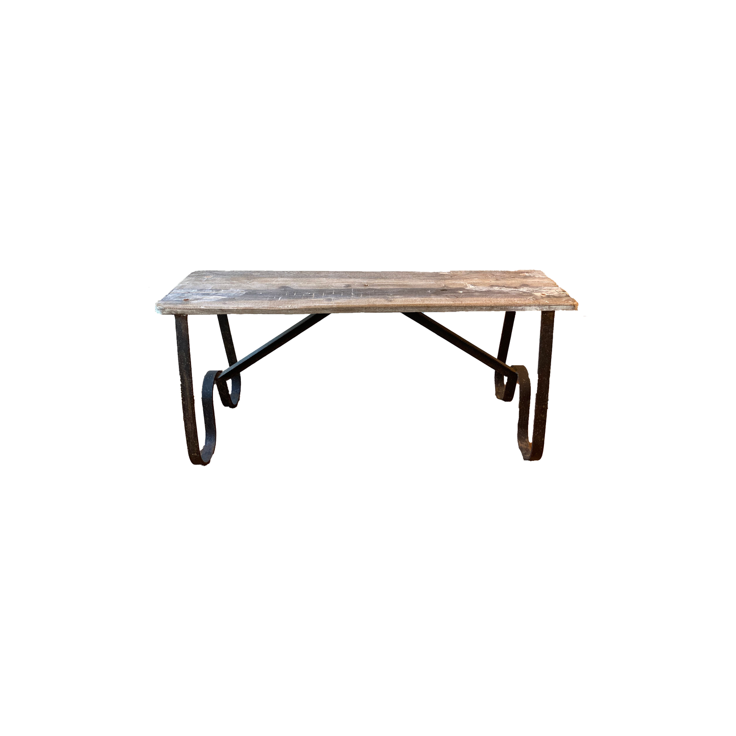 Rustic Wrought Iron & Wood Bench