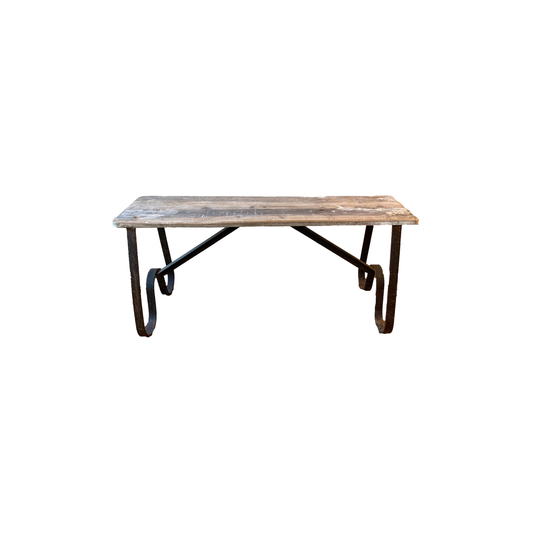 Rustic Wrought Iron & Wood Bench