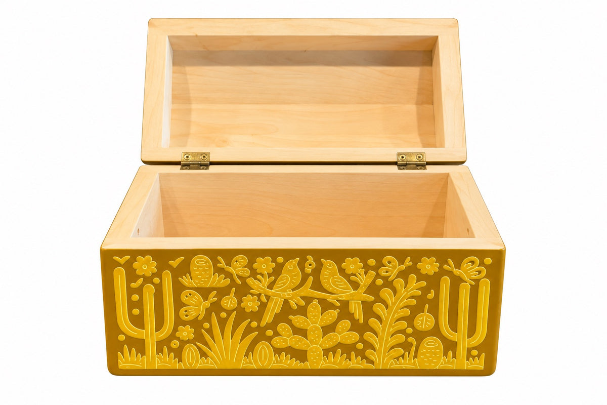 Mexican Hand-Carved Olinala Lacquer Trunk