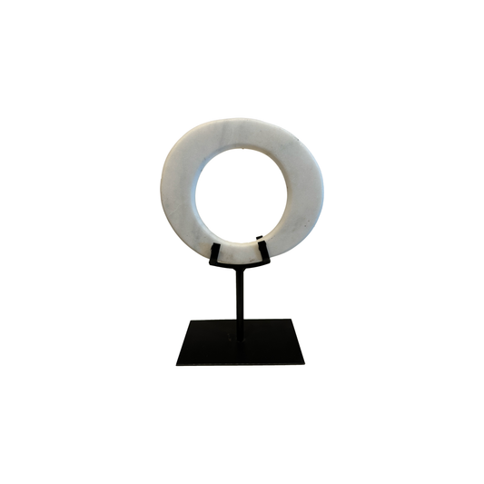 Marble Oval with Metal Base