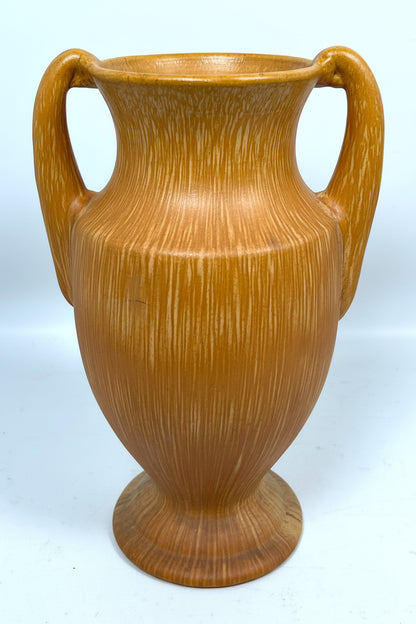 (Pair) Orange-Brown Glazed Amphora Vases