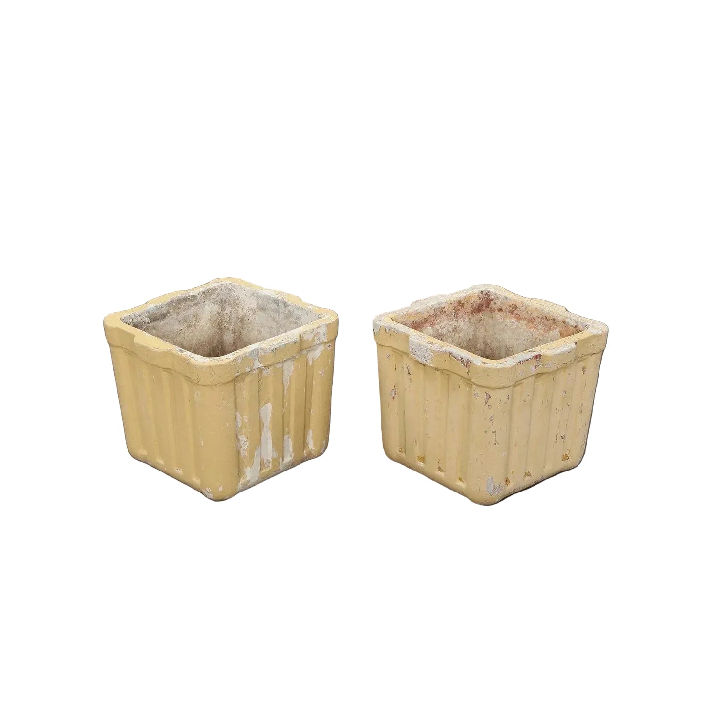 Pair of Willy Guhl Yellow Square Planters