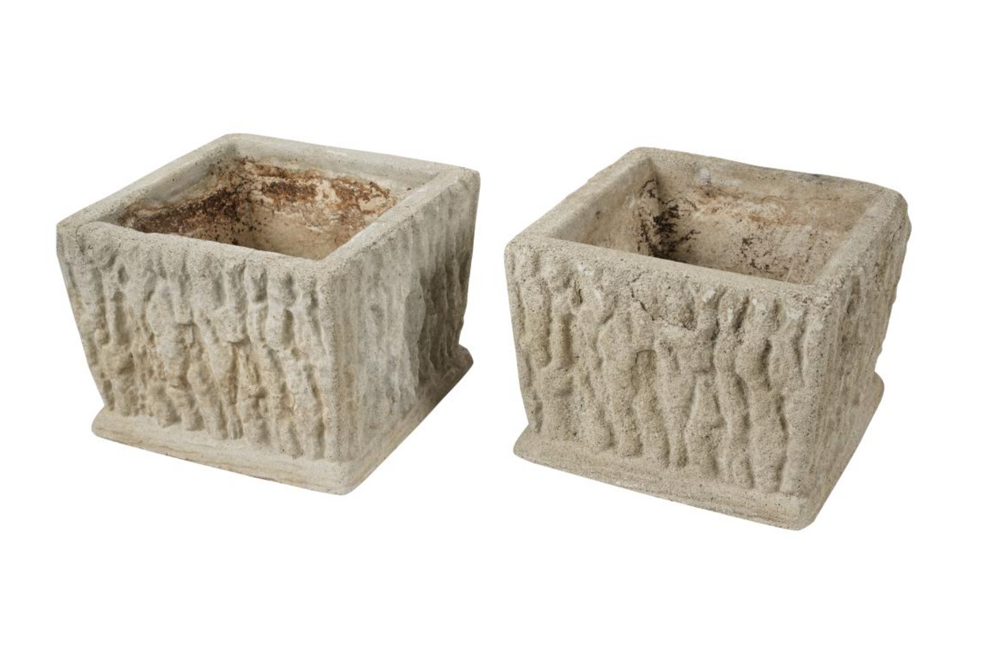 Pair of Faux Bois Square Planters