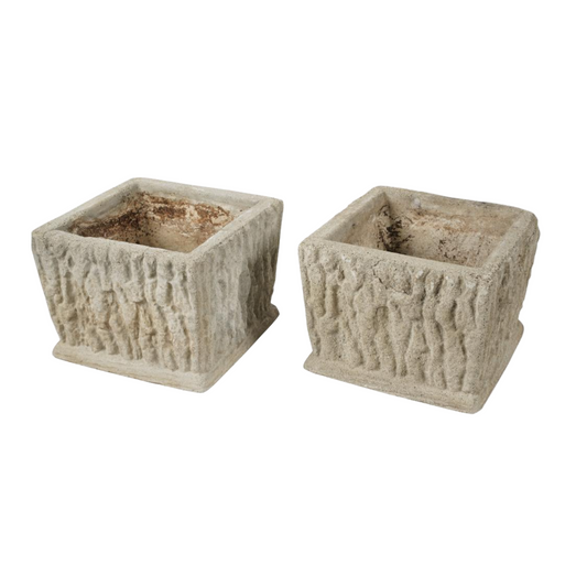 Pair of Faux Bois Square Planters
