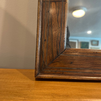 Vintage Wooden Mirror with Metal Inlay