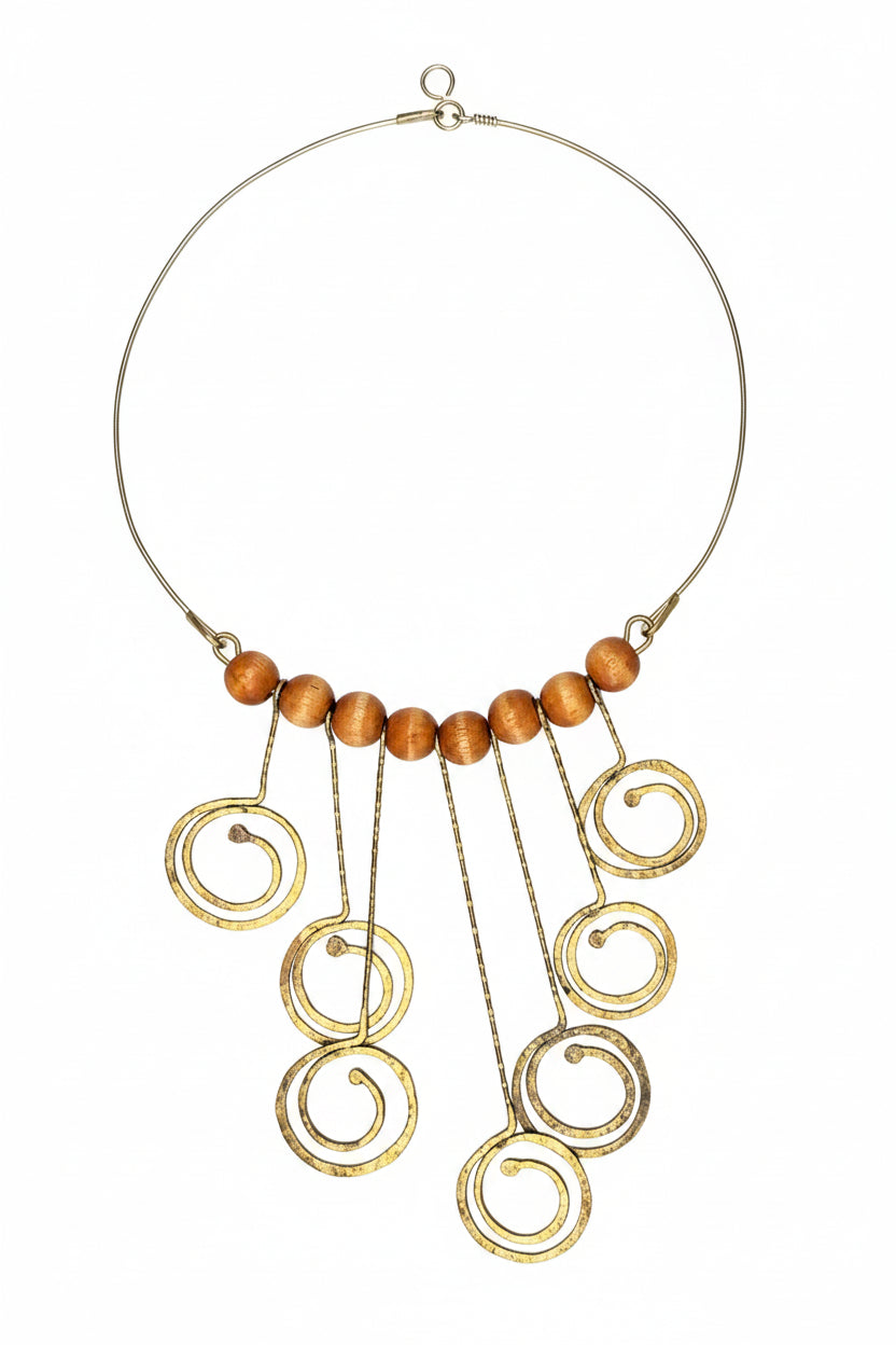 Wooden Bead & Metal Choker