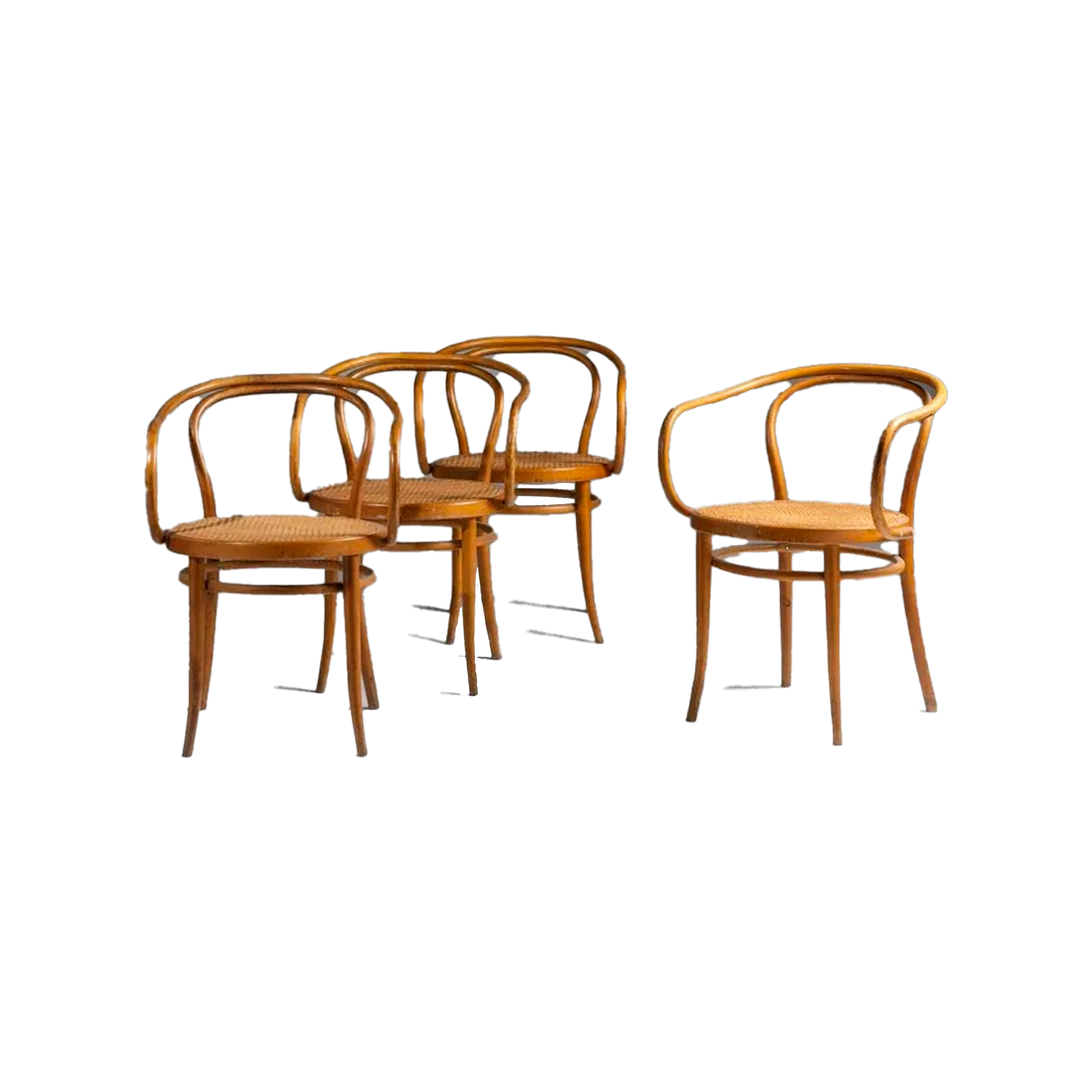 Josef Hoffmann Style Bentwood & Caning Style Armchairs
