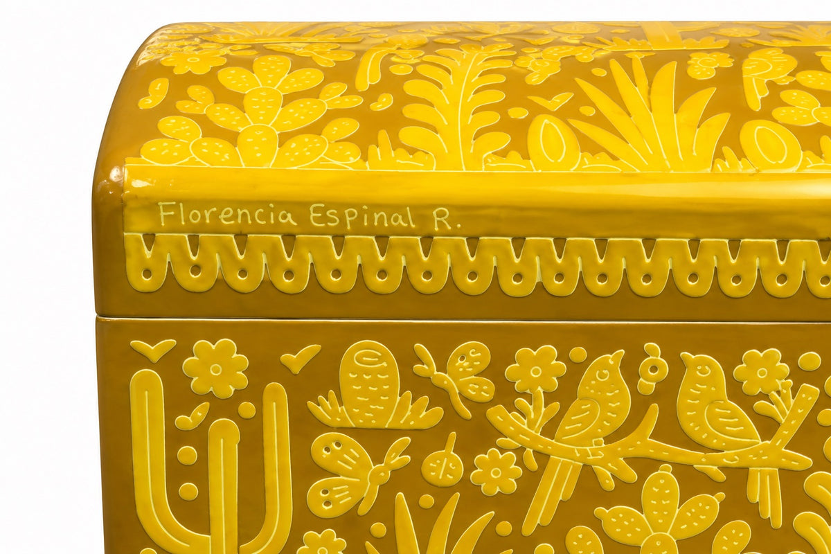 Mexican Hand-Carved Olinala Lacquer Trunk