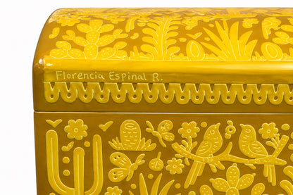 Mexican Hand-Carved Olinala Lacquer Trunk