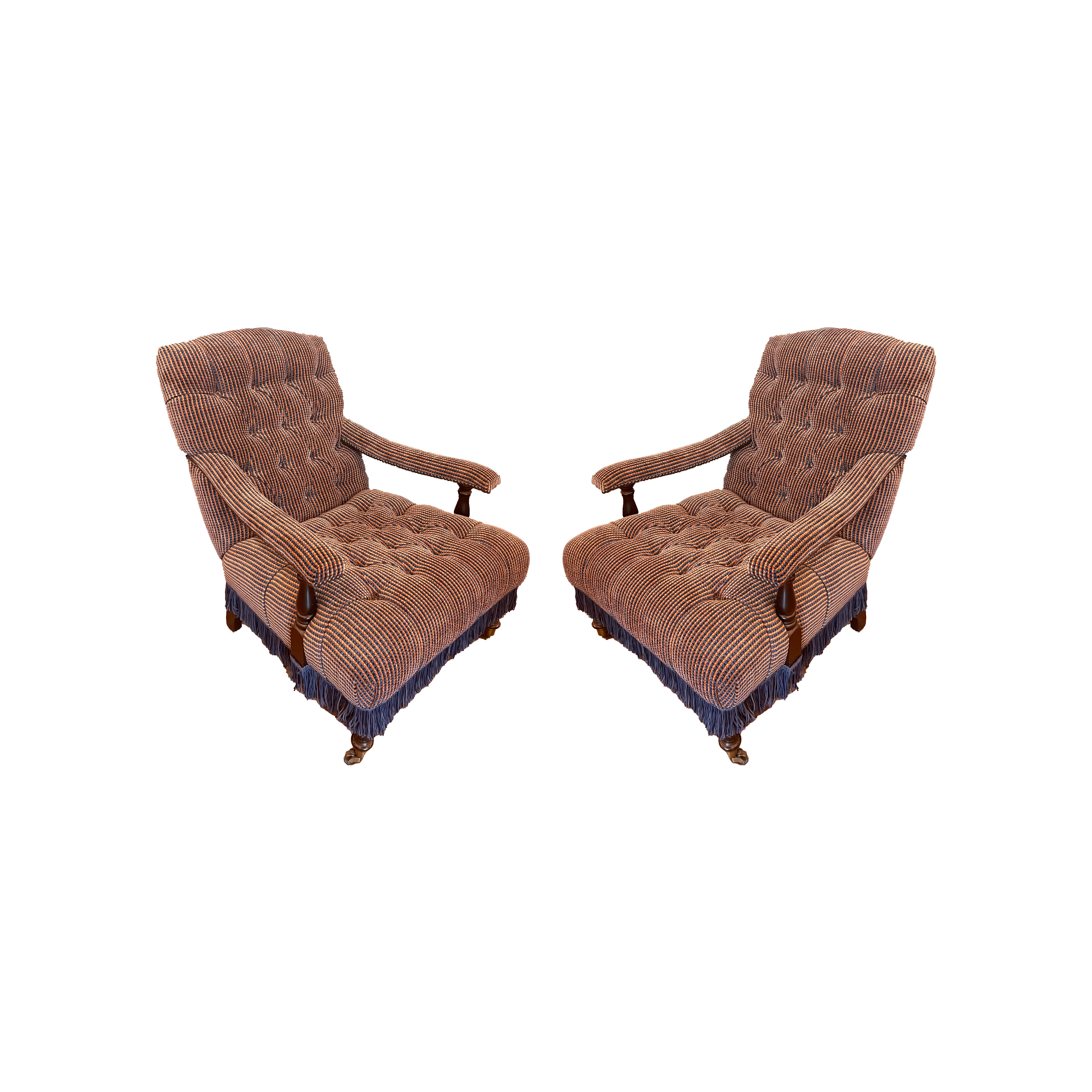 Tufted English Arm Chairs - Pair