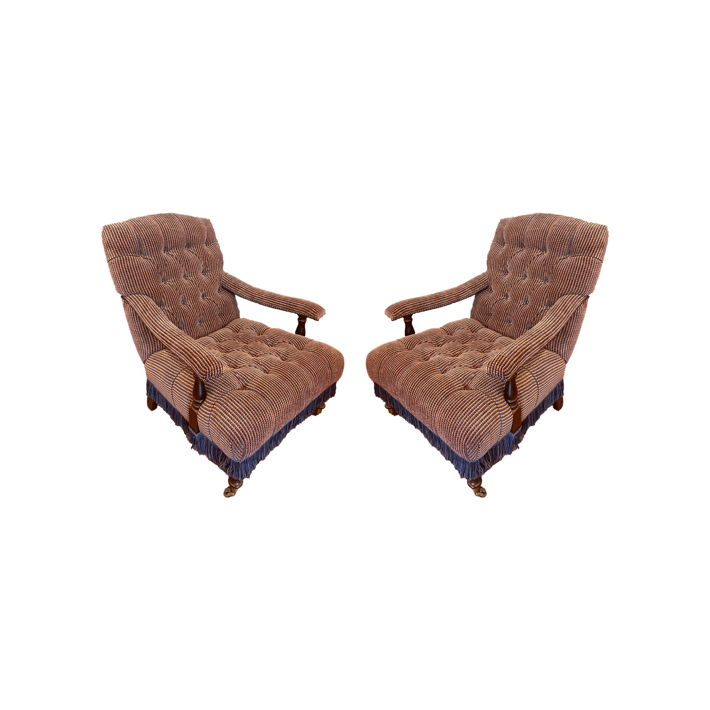 Tufted English Arm Chairs - Pair