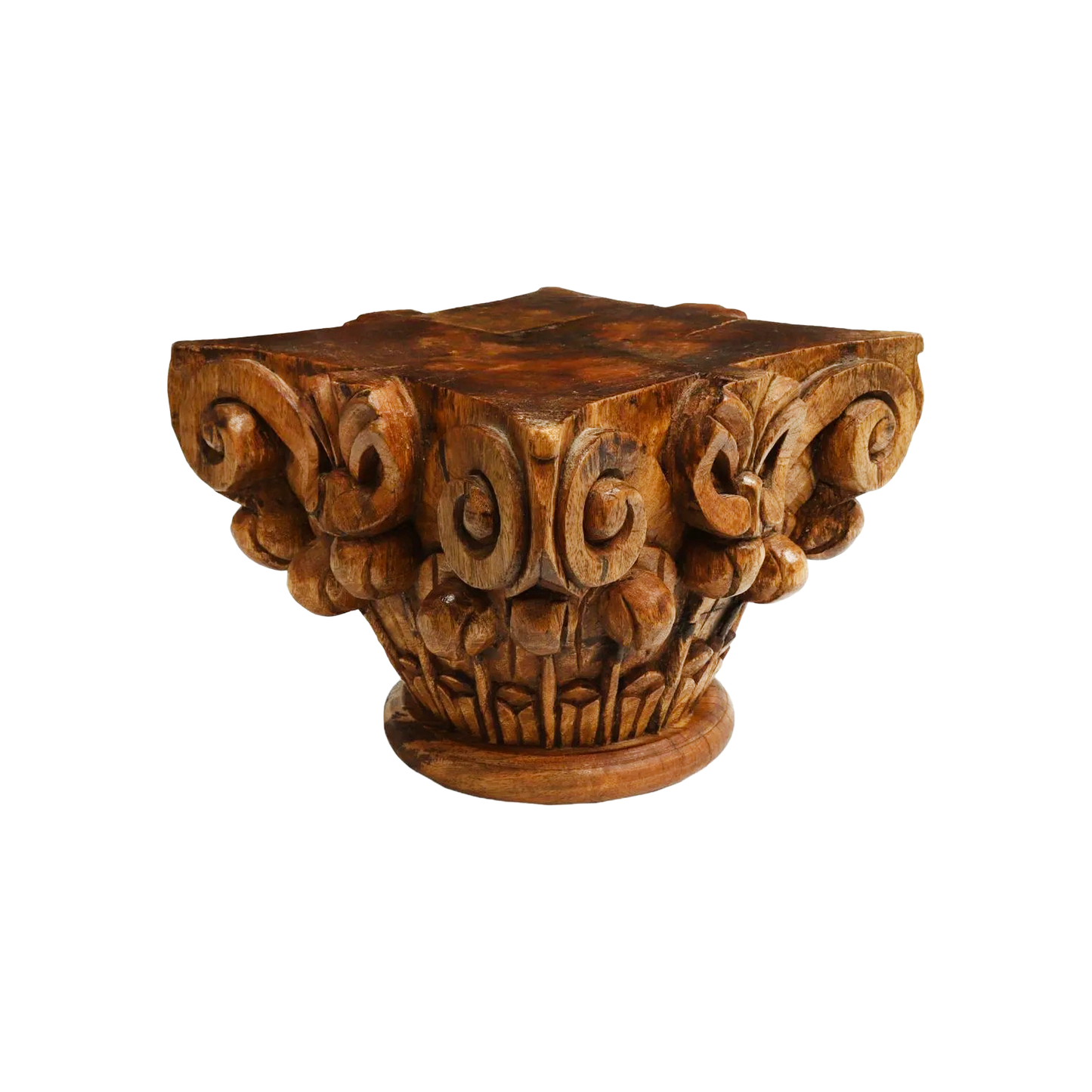 Italian Wood Architectural Corinthian Form Capital