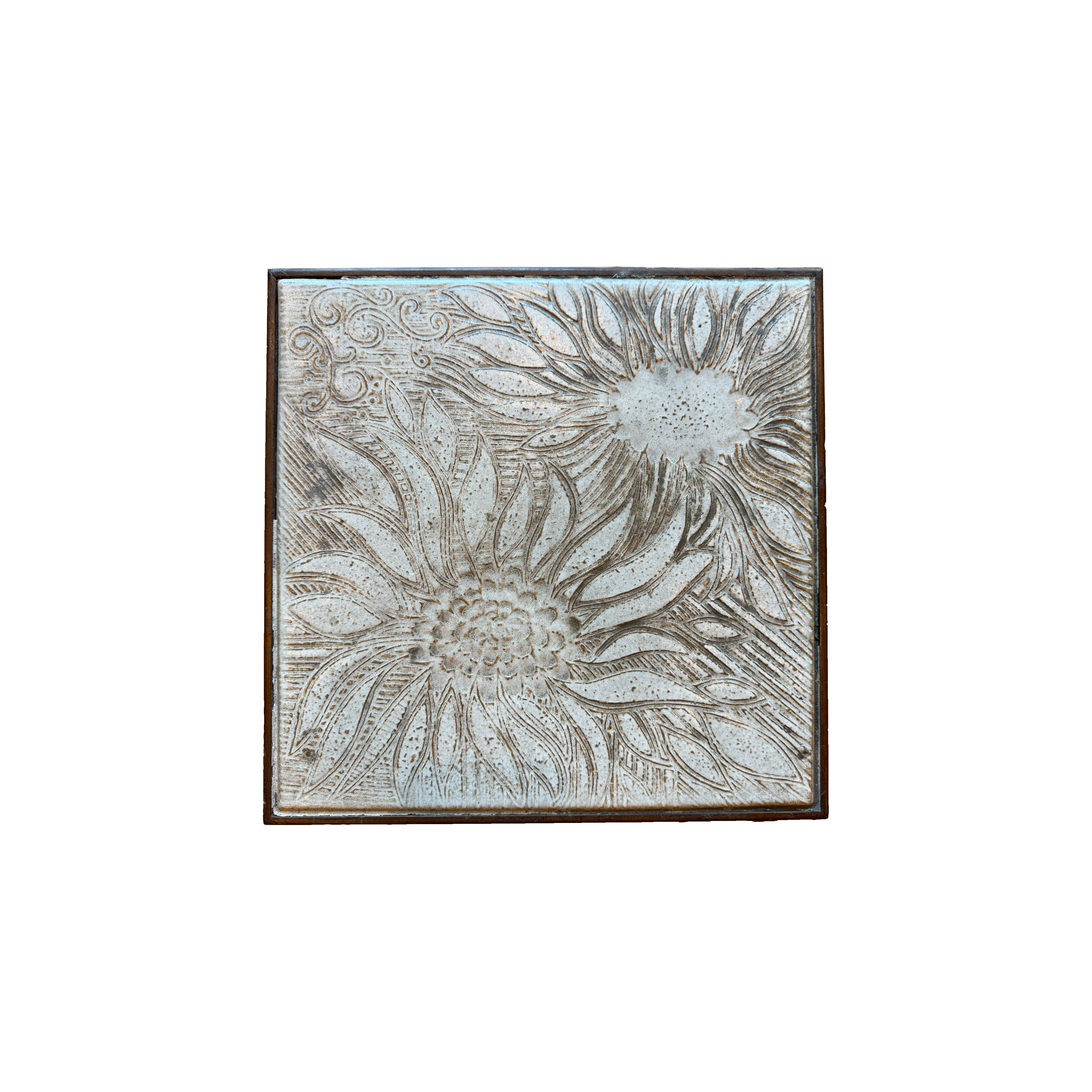 Framed Ceramic Flower Tile