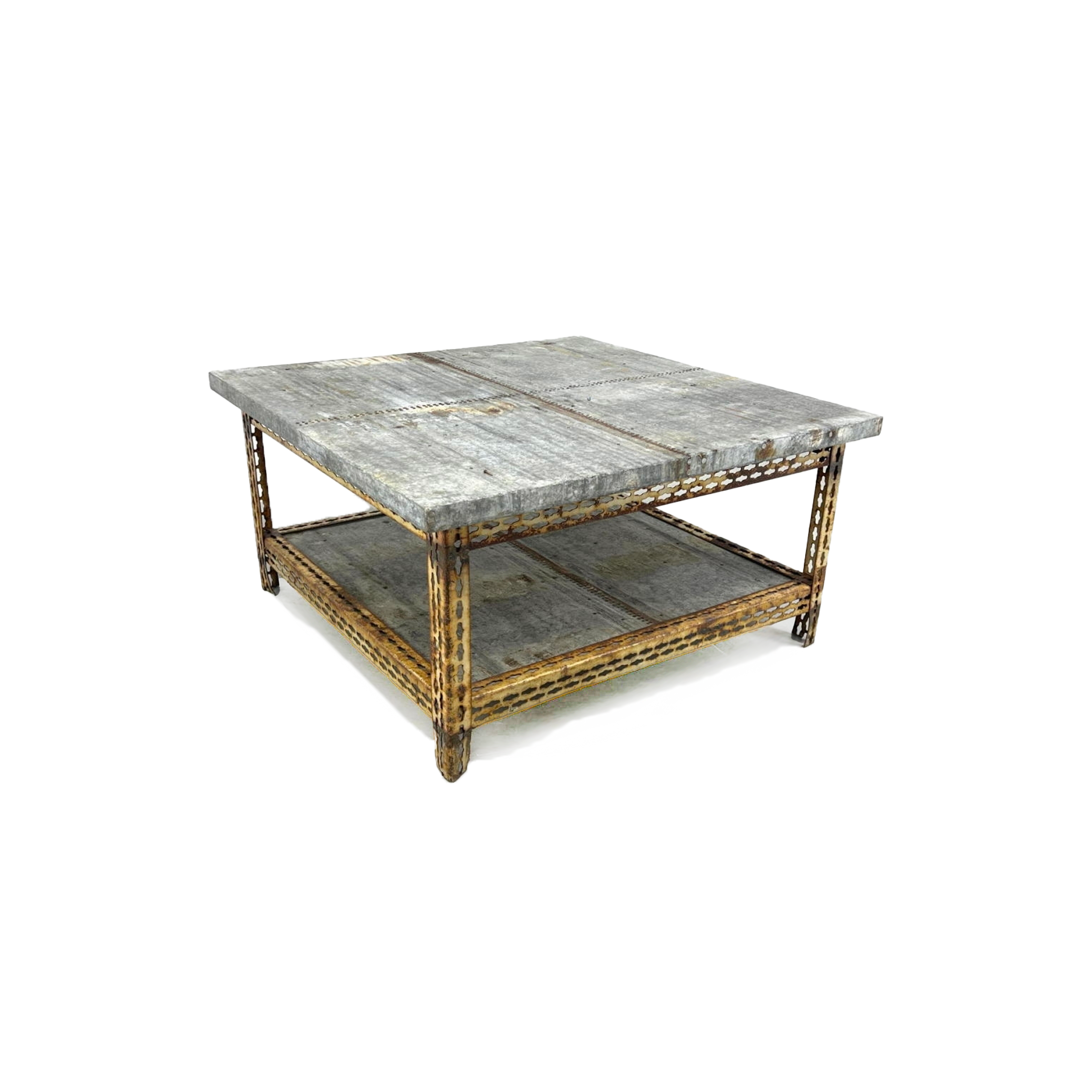 Industrial Metal and Zinc Cocktail Table
